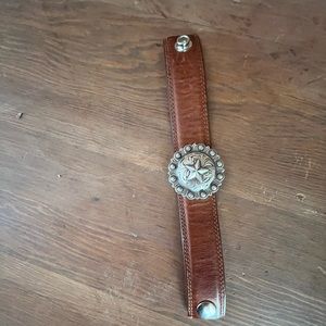 Western leather snap bracelet.